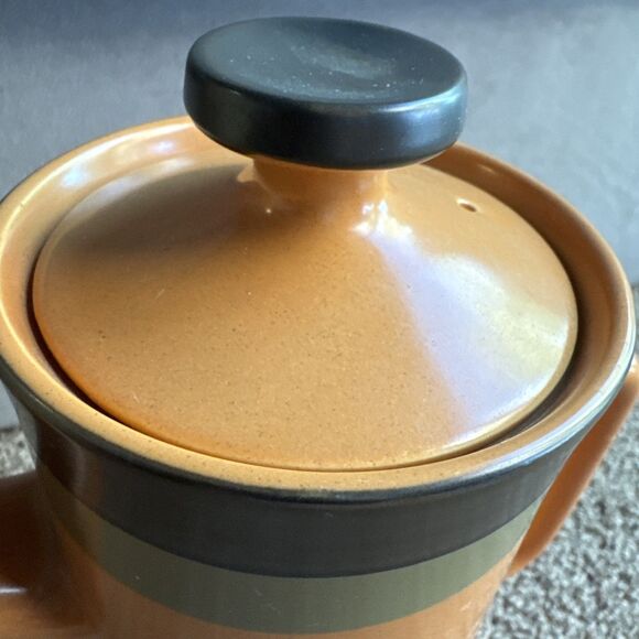 Arrowstone Stoneware Cherokee Orange Pitcher 693 Japan Tea Coffee Serverware 11" - Picture 3 of 10